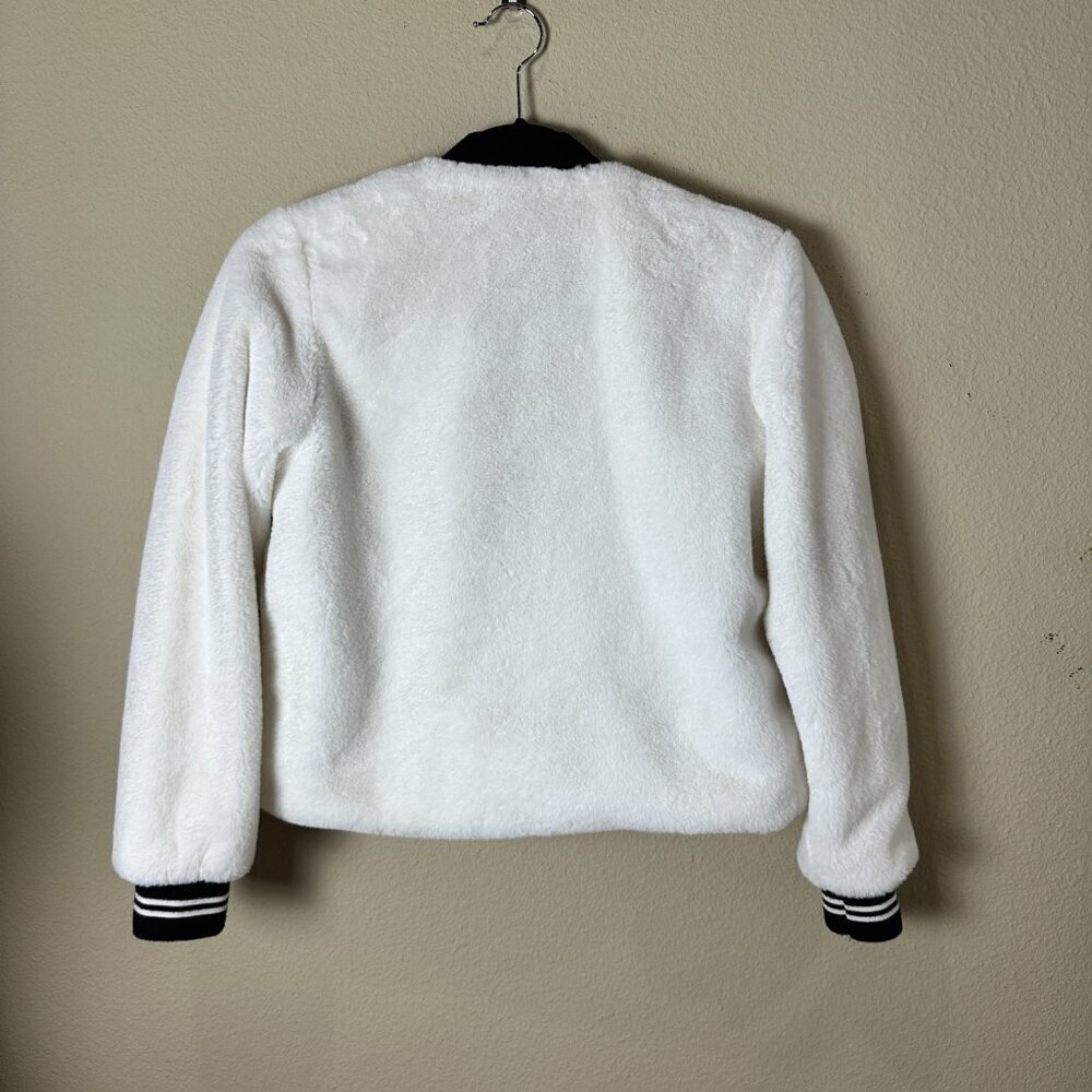 DISNEY White Faux Fur Mickey Bomber Jacket Coat Size Small - Picture 7 of 10